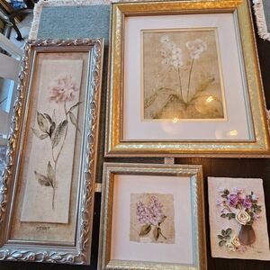 Lot of 4 Vintage Cheri Blum Ornate Framed Prints & 3D Plaque